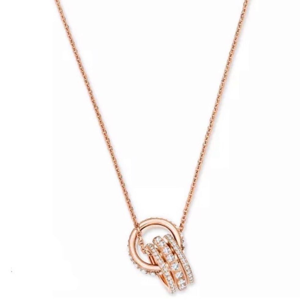Swarovski Crystal Interlocking Ring Pendant Necklace